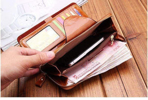 Planet Gates Female Wallets Zipper Genuine Leather Long Design Lovers Men/Women Wallets Mobile phone clutch