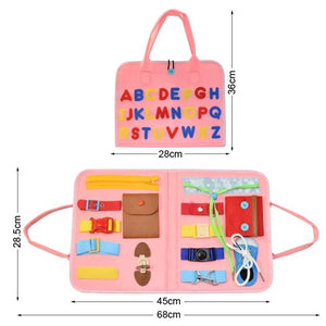 Planet Gates fen-l-stb Kids Busy Board Buckle Montessori Toys Baby Learns Life Skills With Zipper Buttons Training Tool Childs Sensory Educational Game
