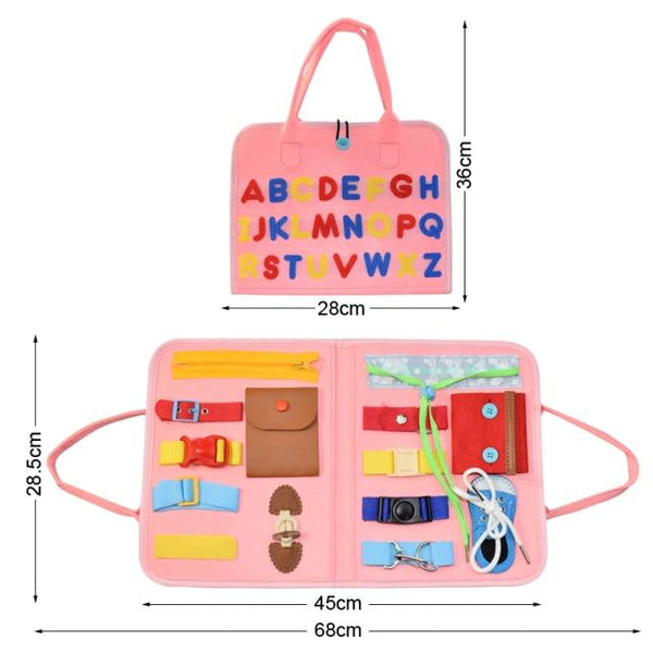 Planet Gates fen-l-stb Kids Busy Board Buckle Montessori Toys Baby Learns Life Skills With Zipper Buttons Training Tool Childs Sensory Educational Game