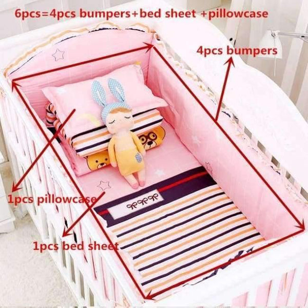 Planet Gates fensexiaozongxiong 6pcs/set Blue Universe Design Crib Bedding Set Cotton Toddler Baby Bed Linens Include Baby Cot Bumpers Bed Sheet Pillowcase