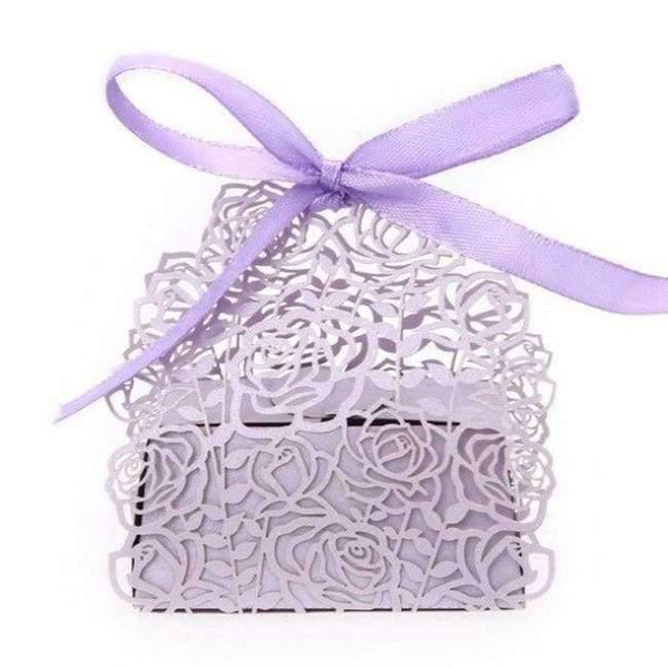 Planet Gates Festive & Party Supplies 1 50 Pack Roses Flowers Laser Cut Favor Candy Box Bomboniere with Ribbons Bridal Shower Wedding Party Favors
