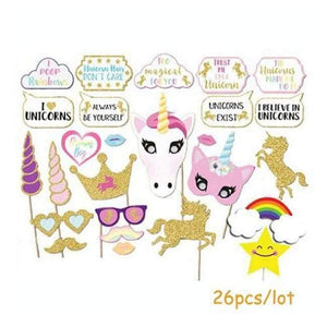 Planet Gates Festive & Party Supplies 1 Birthdays Unicorn Party Photo Booth Props/Banner/Cups/Topper Birthday Party Decoration Kids Baby Shower Eenhoorn Party Supplies