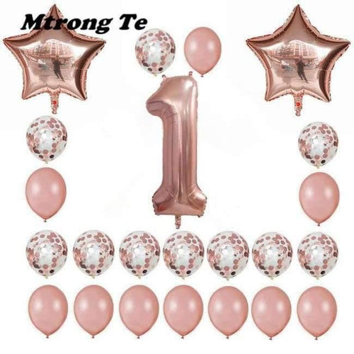 Planet Gates Festive & Party Supplies 1 years old 24pcs/set 16 21 30 40 50 60th Happy Birthday Rose Gold Star Confetti 40inch Number Foil Balloon Birthday Party Decor Supplies