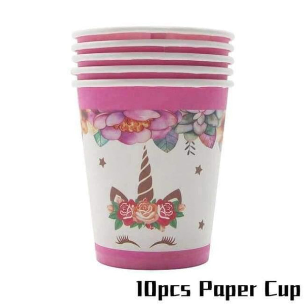 Planet Gates Festive & Party Supplies 10pcs Paper Cup Unicorn Theme Party Sets Kids Birthday Party Supplies Unicornio Party Tableware Banner Set Baby Shower 1st Birthday
