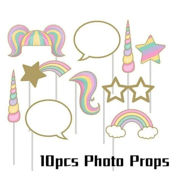 Planet Gates Festive & Party Supplies 10pcs Photo Props Unicorn Theme Party Sets Kids Birthday Party Supplies Unicornio Party Tableware Banner Set Baby Shower 1st Birthday