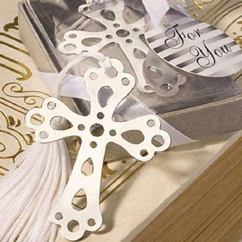 Planet Gates Festive & Party Supplies 12PC Boxed Blessings Silver Bible Cross Bookmark Bridal Baby Shower Par Souvenir Holy Communion Wedding Favors Gifts For Guest