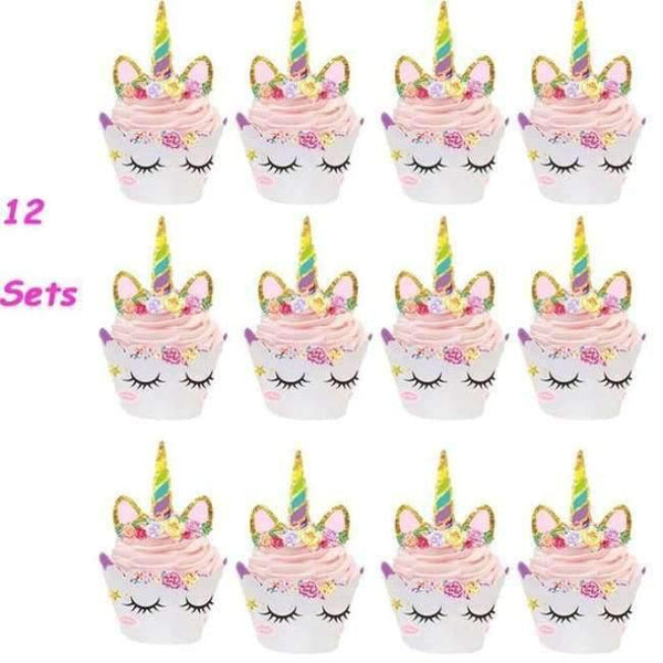 Planet Gates Festive & Party Supplies 12set Cake Wrapper Pink Unicorn Party Napkin Paper Hat Plate Cup Tablecloth Balloons 1st Birthday Decoration Kid Party Favor Supplies