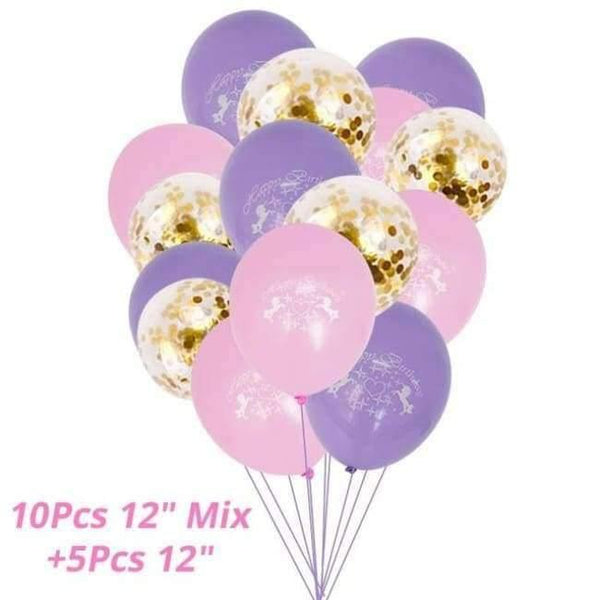 Planet Gates Festive & Party Supplies 15pcs balloons 30cm Paper Flowers with Disposable Tableware For Birthday Party Decorations Kids Unicorn Party Baby Shower Supplies