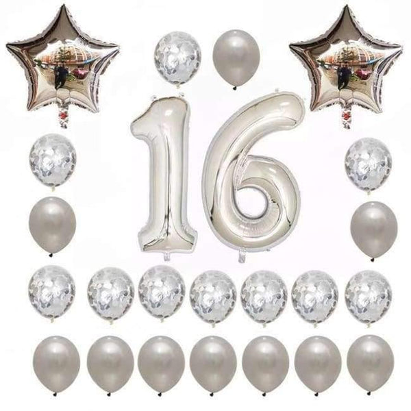 Planet Gates Festive & Party Supplies 16 years old 1 24pcs/set 16 21 30 40 50 60th Happy Birthday Rose Gold Star Confetti 40inch Number Foil Balloon Birthday Party Decor Supplies