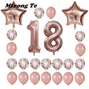 Planet Gates Festive & Party Supplies 18 years old 24pcs/set 16 21 30 40 50 60th Happy Birthday Rose Gold Star Confetti 40inch Number Foil Balloon Birthday Party Decor Supplies