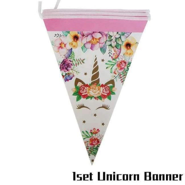 Planet Gates Festive & Party Supplies 1set Banner Unicorn Theme Party Sets Kids Birthday Party Supplies Unicornio Party Tableware Banner Set Baby Shower 1st Birthday