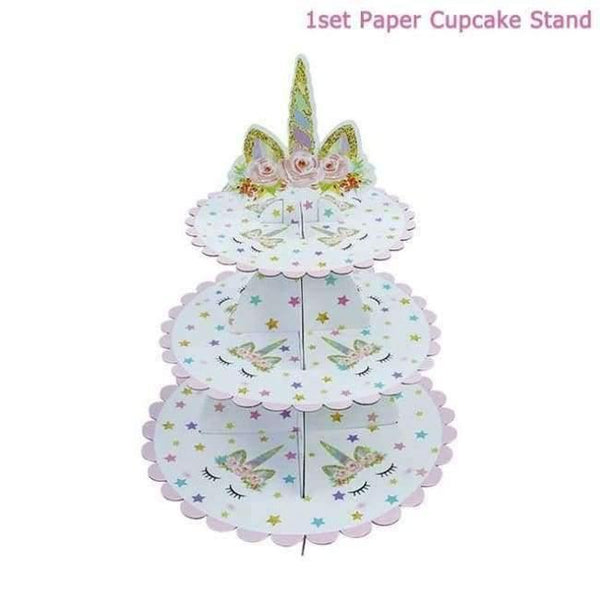 Unicorn Party Kits 1St Birthday Unicorn Headband Paper Cups/plates/napkin Birthday Decorations Kids Baby Shower Party Supplies - 1Set Cake