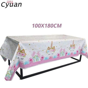 Planet Gates Festive & Party Supplies 1set tablecloth Birthday Party Disposable Tableware Set Unicorn Party Paper Plate Cup Napkin Hat Tablecloth Kids Happy Birthday Supplies