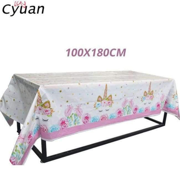 Planet Gates Festive & Party Supplies 1set tablecloth Birthday Party Disposable Tableware Set Unicorn Party Paper Plate Cup Napkin Hat Tablecloth Kids Happy Birthday Supplies