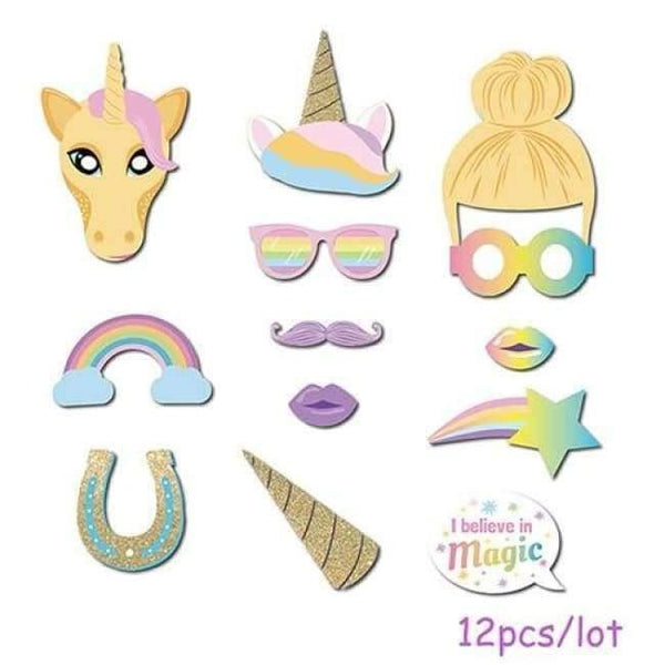 Birthdays Unicorn Party Photo Booth Props/banner/cups/topper Birthday Party Decoration Kids Baby Shower Eenhoorn Party Supplies - 2 -