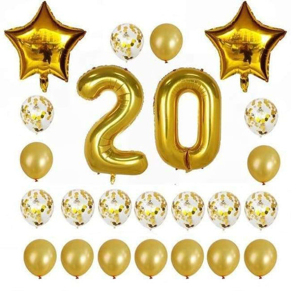 Planet Gates Festive & Party Supplies 20 years old 1 24pcs/set 16 21 30 40 50 60th Happy Birthday Rose Gold Star Confetti 40inch Number Foil Balloon Birthday Party Decor Supplies