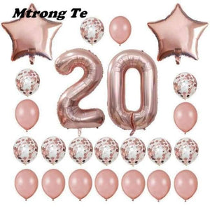 Planet Gates Festive & Party Supplies 20 years old 24pcs/set 16 21 30 40 50 60th Happy Birthday Rose Gold Star Confetti 40inch Number Foil Balloon Birthday Party Decor Supplies