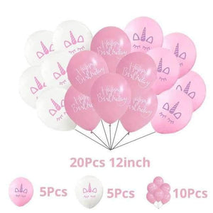 Planet Gates Festive & Party Supplies 20pcs balloons Pink Unicorn Birthday Party Disposable Tableware Kits Baby Shower First Birthday Supplies Unicornio Party Bunting Garland