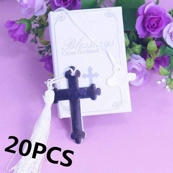 Planet Gates Festive & Party Supplies 20PCS Boxed Blessings Silver Bible Cross Bookmark Bridal Baby Shower Souvenirs Holy Communion Wedding Favors and Gifts For Guest
