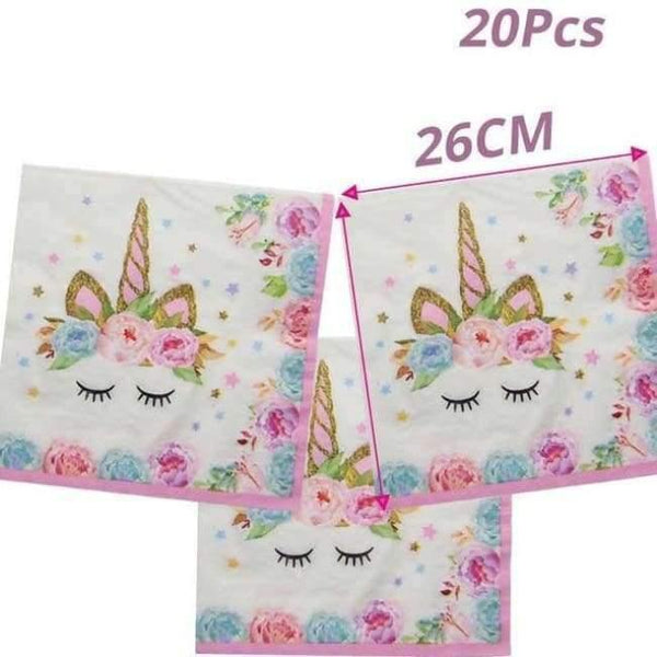 Planet Gates Festive & Party Supplies 20pcs Paper Napkin Pink Unicorn Party Napkin Paper Hat Plate Cup Tablecloth Balloons 1st Birthday Decoration Kid Party Favor Supplies