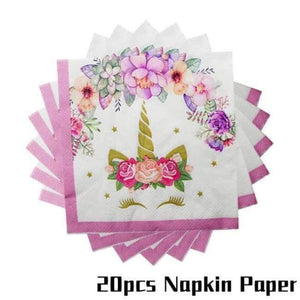 Planet Gates Festive & Party Supplies 20pcs Paper Napkin Unicorn Theme Party Sets Kids Birthday Party Supplies Unicornio Party Tableware Banner Set Baby Shower 1st Birthday