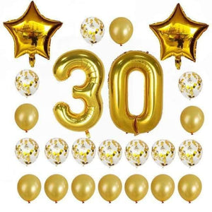 Planet Gates Festive & Party Supplies 30 years old 1 24pcs/set 16 21 30 40 50 60th Happy Birthday Rose Gold Star Confetti 40inch Number Foil Balloon Birthday Party Decor Supplies