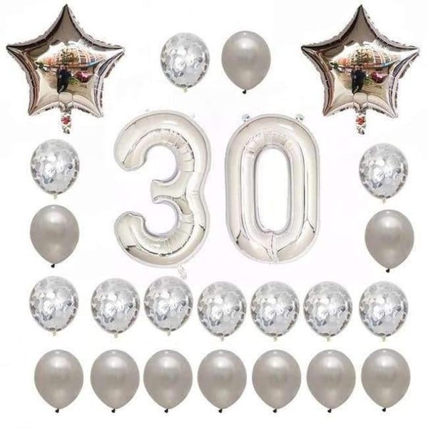 Planet Gates Festive & Party Supplies 30 years old 2 24pcs/set 16 21 30 40 50 60th Happy Birthday Rose Gold Star Confetti 40inch Number Foil Balloon Birthday Party Decor Supplies