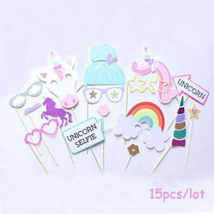 Planet Gates Festive & Party Supplies 4 Birthdays Unicorn Party Photo Booth Props/Banner/Cups/Topper Birthday Party Decoration Kids Baby Shower Eenhoorn Party Supplies