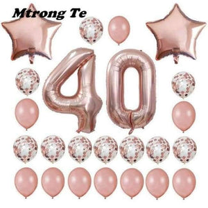 Planet Gates Festive & Party Supplies 40 years old 24pcs/set 16 21 30 40 50 60th Happy Birthday Rose Gold Star Confetti 40inch Number Foil Balloon Birthday Party Decor Supplies