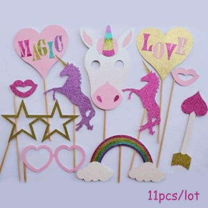 Planet Gates Festive & Party Supplies 3 Birthdays Unicorn Party Photo Booth Props/Banner/Cups/Topper Birthday Party Decoration Kids Baby Shower Eenhoorn Party Supplies