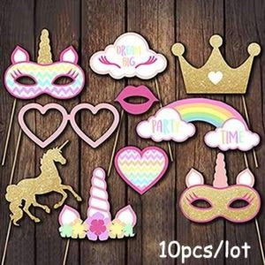 Planet Gates Festive & Party Supplies 5 Birthdays Unicorn Party Photo Booth Props/Banner/Cups/Topper Birthday Party Decoration Kids Baby Shower Eenhoorn Party Supplies