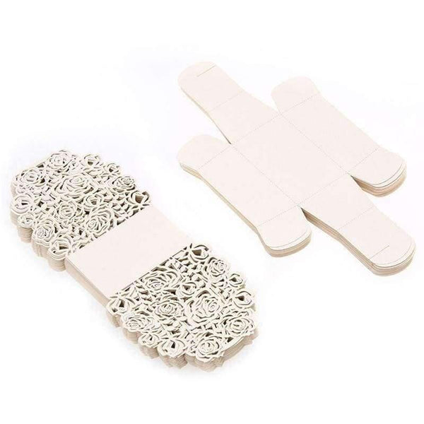 Planet Gates Festive & Party Supplies 50 Pack Roses Flowers Laser Cut Favor Candy Box Bomboniere with Ribbons Bridal Shower Wedding Party Favors