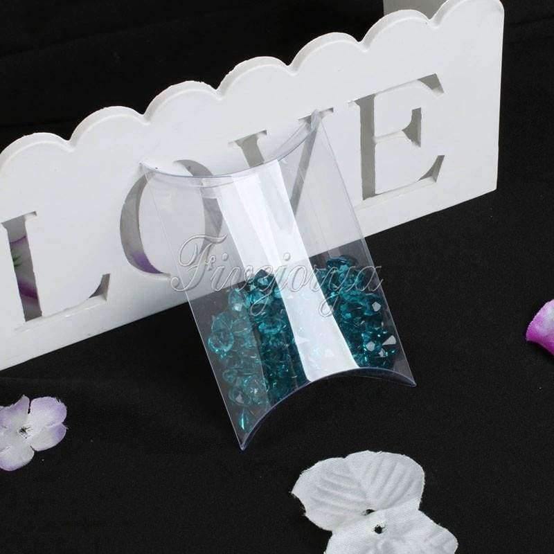 Planet Gates Festive & Party Supplies 50 pcs/lot Clear PVC Pillow Boxes Wedding Favor / Baby Shower boy / Bridal Sweet Candy Gift Box Party Supplies