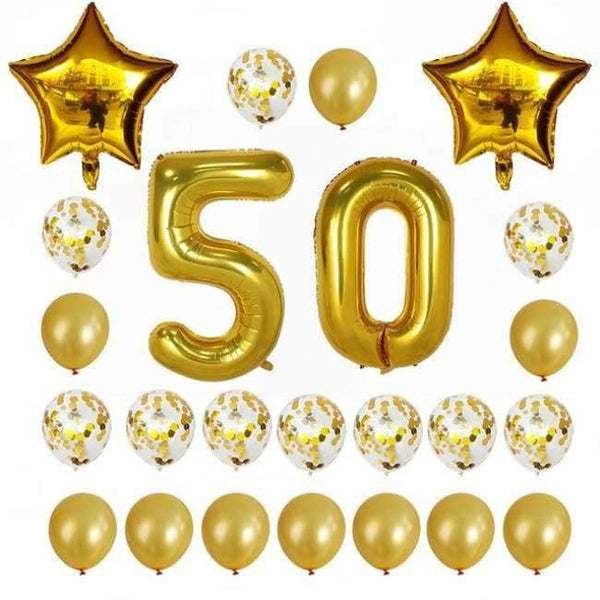 Planet Gates Festive & Party Supplies 50 years old 1 24pcs/set 16 21 30 40 50 60th Happy Birthday Rose Gold Star Confetti 40inch Number Foil Balloon Birthday Party Decor Supplies