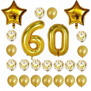 Planet Gates Festive & Party Supplies 60 years old 1 24pcs/set 16 21 30 40 50 60th Happy Birthday Rose Gold Star Confetti 40inch Number Foil Balloon Birthday Party Decor Supplies