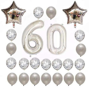 Planet Gates Festive & Party Supplies 60 years old 2 24pcs/set 16 21 30 40 50 60th Happy Birthday Rose Gold Star Confetti 40inch Number Foil Balloon Birthday Party Decor Supplies