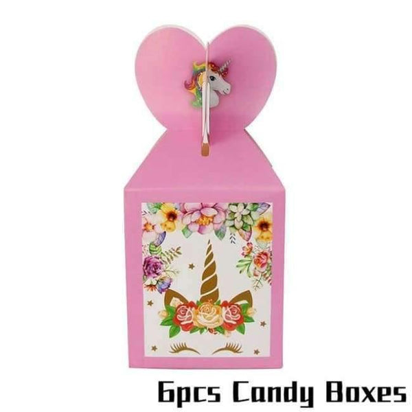 Planet Gates Festive & Party Supplies 6pcs Candy Boxes Unicorn Theme Party Sets Kids Birthday Party Supplies Unicornio Party Tableware Banner Set Baby Shower 1st Birthday