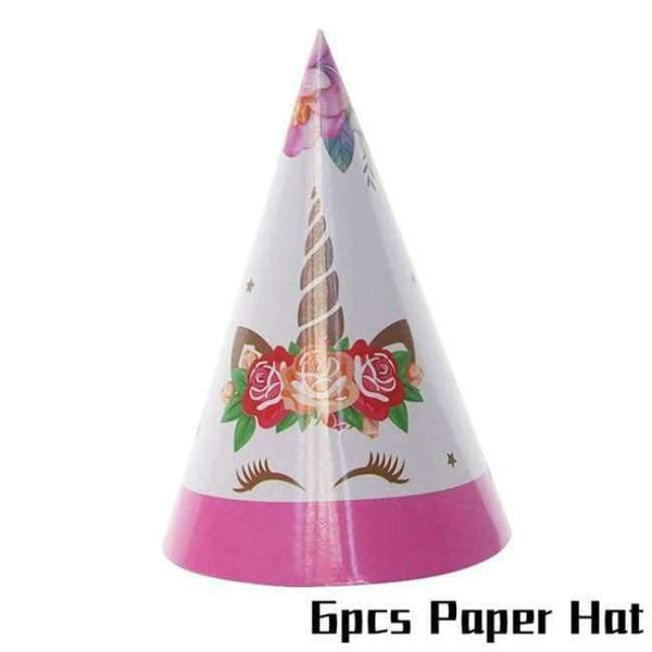 Planet Gates Festive & Party Supplies 6pcs Paper Hat Unicorn Theme Party Sets Kids Birthday Party Supplies Unicornio Party Tableware Banner Set Baby Shower 1st Birthday