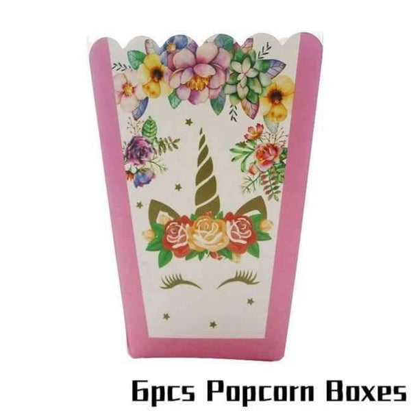 Planet Gates Festive & Party Supplies 6pcs Popcorn Boxes Unicorn Theme Party Sets Kids Birthday Party Supplies Unicornio Party Tableware Banner Set Baby Shower 1st Birthday