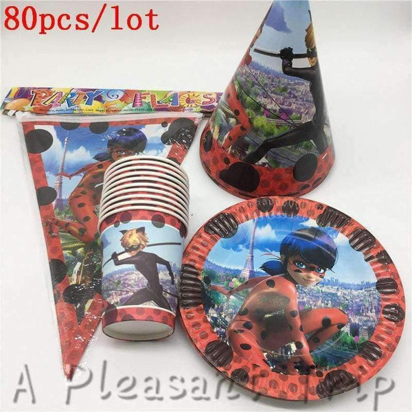 Planet Gates Festive & Party Supplies 80pcs\lot party table decoration cardboard cups cartoon animals Miraculous Ladybug party baby supplies festive party supplies