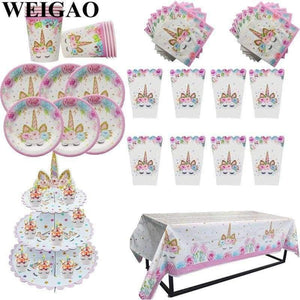 Planet Gates Festive & Party Supplies 8Pcs Cup Unicorn Party Tableware Set Unicorn Balloons Napkin Cup Plate Hat Kids Happy Birthday Decoration Baby Shower Supplies