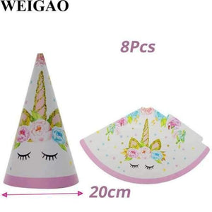 Planet Gates Festive & Party Supplies 8Pcs Hat Unicorn Party Tableware Set Unicorn Balloons Napkin Cup Plate Hat Kids Happy Birthday Decoration Baby Shower Supplies
