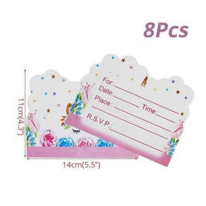 Planet Gates Festive & Party Supplies 8pcs Invitation Card Pink Unicorn Party Napkin Paper Hat Plate Cup Tablecloth Balloons 1st Birthday Decoration Kid Party Favor Supplies
