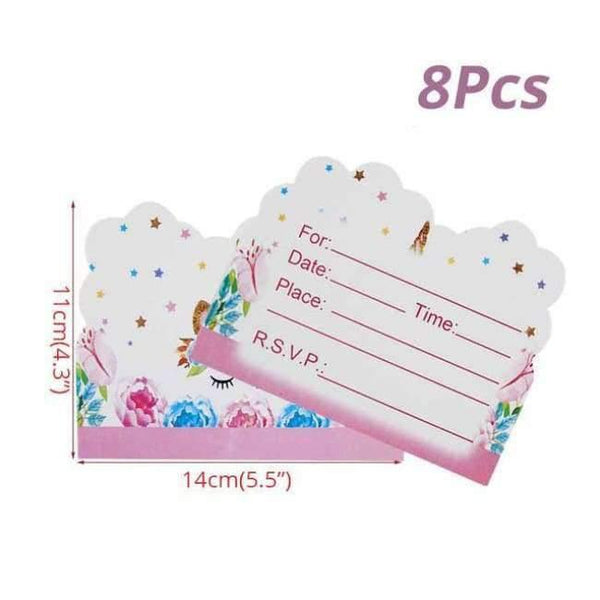 Planet Gates Festive & Party Supplies 8pcs Invitation Card Pink Unicorn Party Napkin Paper Hat Plate Cup Tablecloth Balloons 1st Birthday Decoration Kid Party Favor Supplies