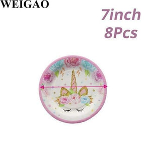 Planet Gates Festive & Party Supplies 8Pcs Plate Unicorn Party Tableware Set Unicorn Balloons Napkin Cup Plate Hat Kids Happy Birthday Decoration Baby Shower Supplies