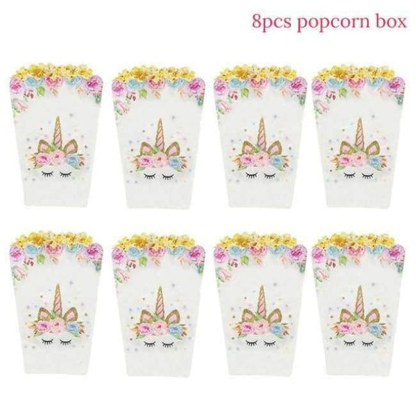 Planet Gates Festive & Party Supplies 8pcs popcorn bag Unicorn Party Kits 1st Birthday Unicorn Headband Paper Cups/Plates/Napkin Birthday Decorations Kids Baby Shower Party Supplies