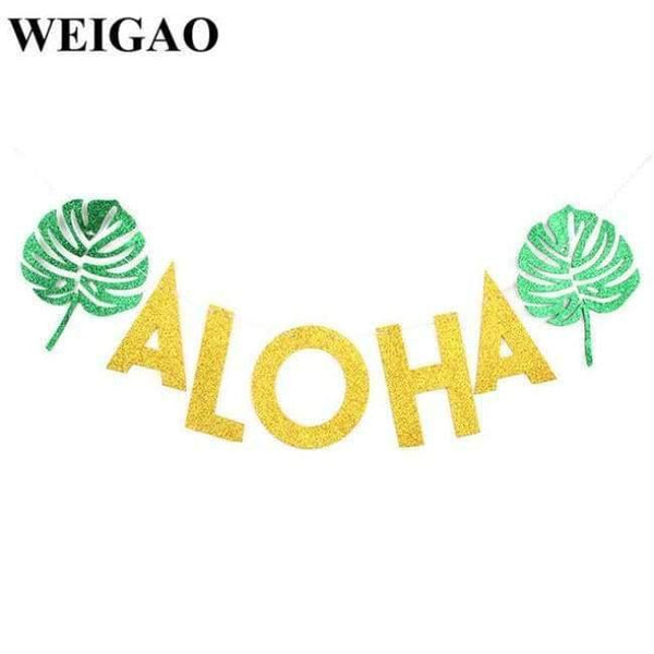 Planet Gates Festive & Party Supplies ALOHA Banner Summer Flamingo Hawaii Party Decoration Kids Happy Birthday Party Foil Balloons Tableware Cup Bachelorette Party Supplies