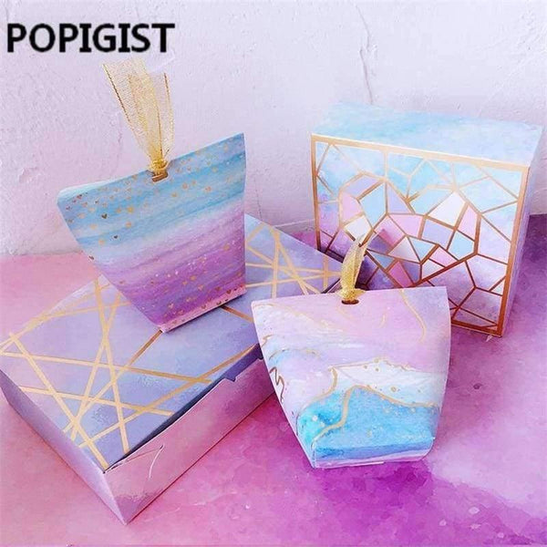 Planet Gates Festive & Party Supplies B / 6x6x10cm Creative baby shower Blue Starry Sky / Galaxy Wedding Favors Candy Boxes Romantic Bridal Shower Paper Box Party Gifts Box 30pcs