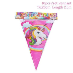 Planet Gates Festive & Party Supplies banner Pink Unicorn Birthday Party Disposable Tableware Kits Baby Shower First Birthday Supplies Unicornio Party Bunting Garland