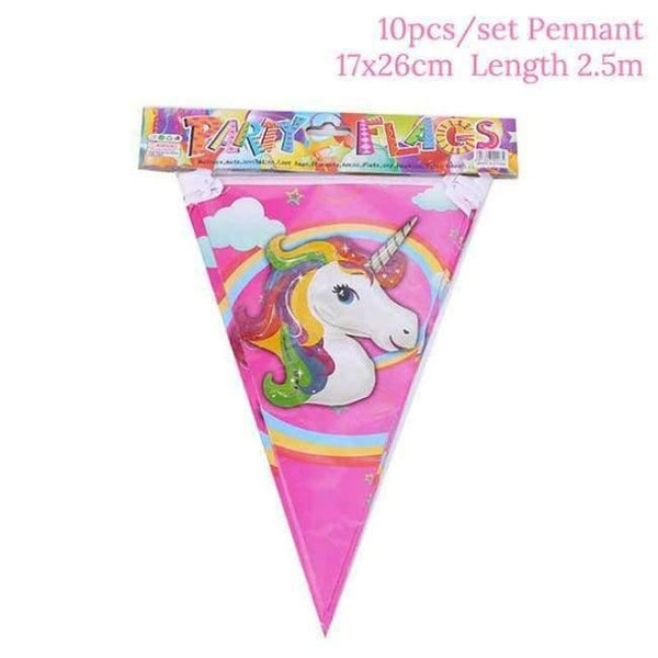 Planet Gates Festive & Party Supplies banner Pink Unicorn Birthday Party Disposable Tableware Kits Baby Shower First Birthday Supplies Unicornio Party Bunting Garland